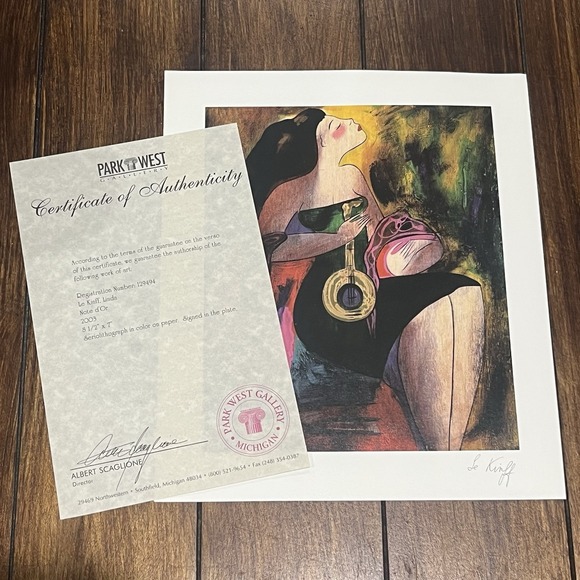 Other - Linda Le Kinff Signed Serigraph Print "Note D'Or" (Golden Note) 2003 With COA